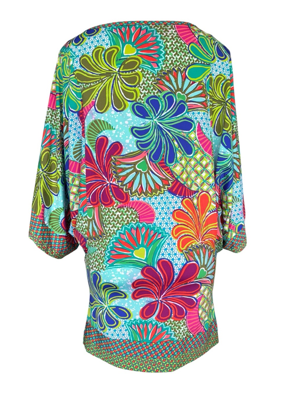 Trina Turk Small Swim Cover Up Tropical Floral Batwing Sleeve Tunic Beach - Picture 6 of 16